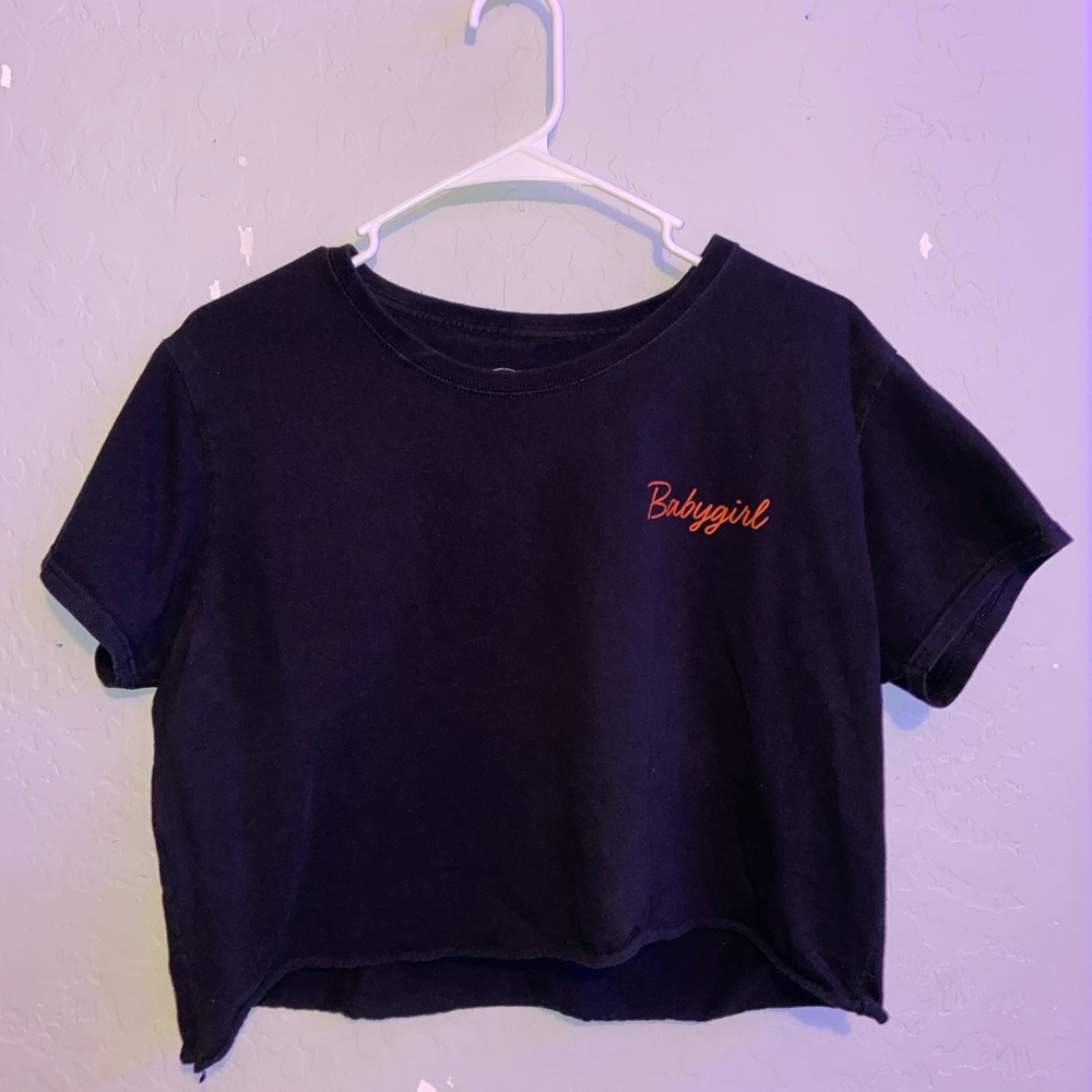 Black crop top with baby girl lettering
